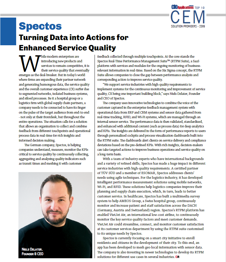 Spectos article about Turning Data into Actions for Enhanced Service Quality and CEM